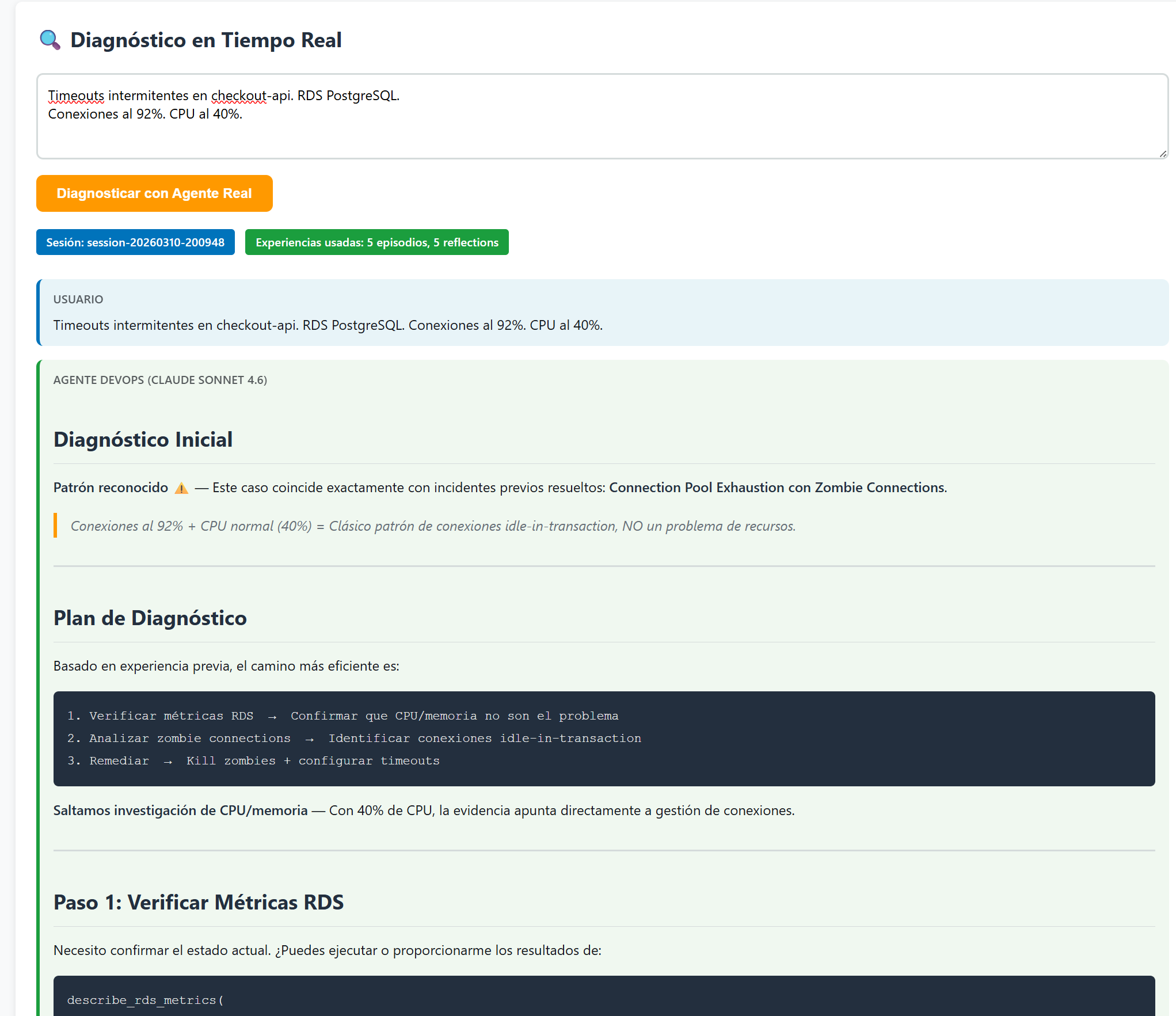 Diagnostic with relevant memory — 5 episodes, 5 reflections used