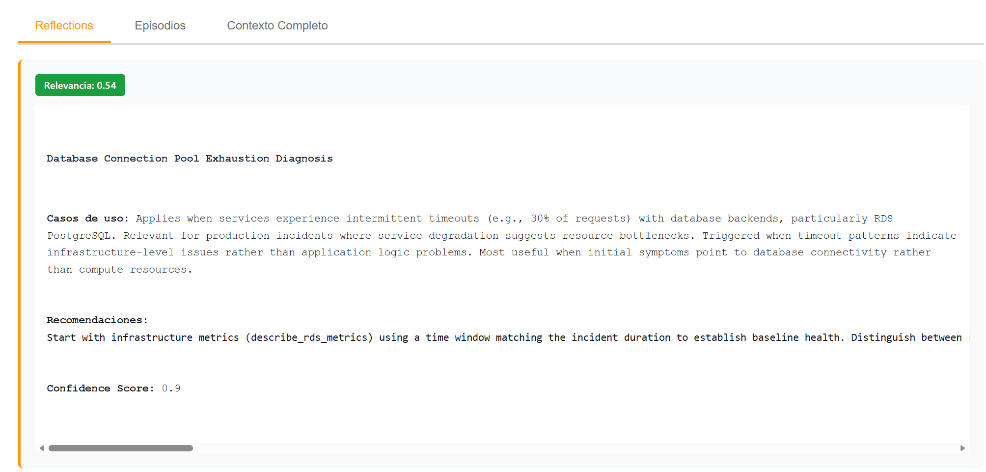 Reflections for query without relevant memory — scores 0.38 and 0.37